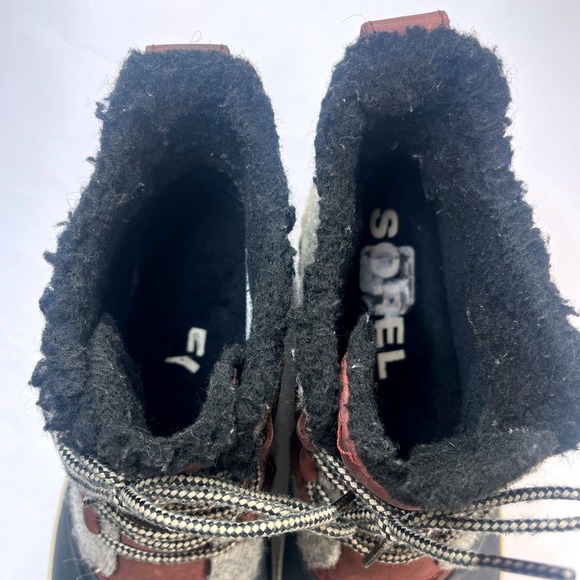 Sorel Out N About Duck Boots Womens 9.5 Grey Burgundy Felt Waterproof Outdoor - Picture 5 of 13